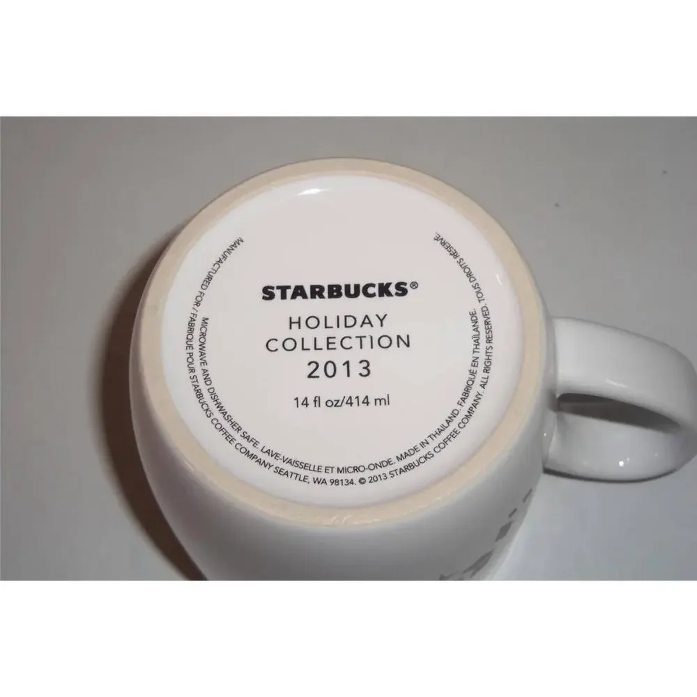 New Starbucks Mug Holiday Collection 2013 White Mermaid 14 Ounces -011427